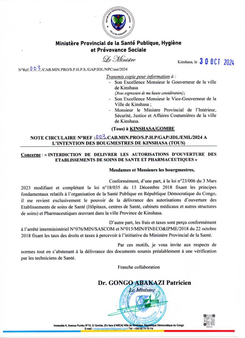 Nouvelle réglementation à Kinshasa : les établissements de santé sous haute surveillance