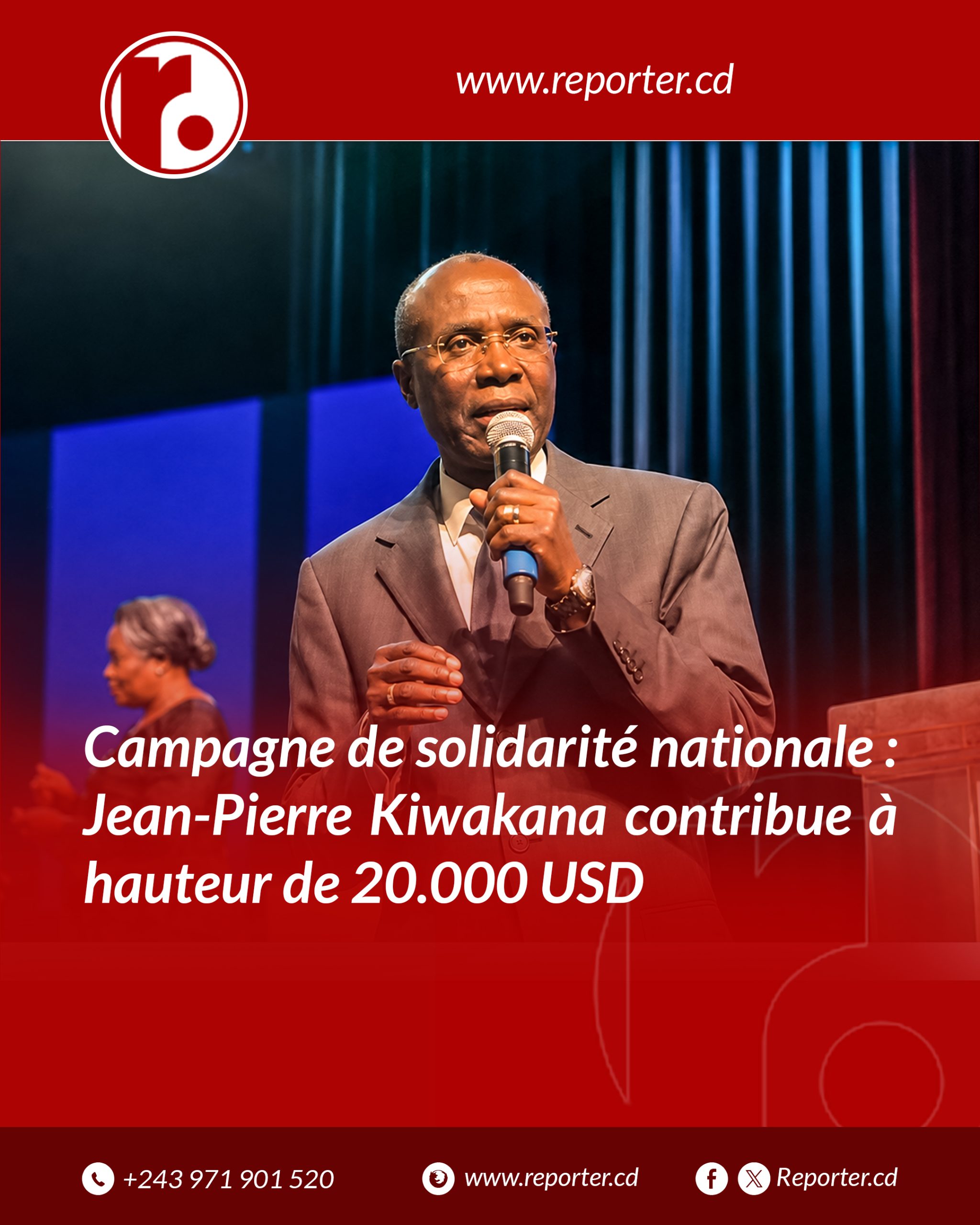 Campagne de solidarité nationale : Jean-Pierre Kiwakana contribue à hauteur de 20 000 USD